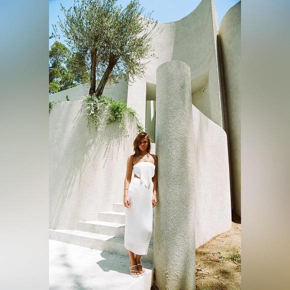 Sabo Penelope Skirt Women's Size Medium White Pleated High-Waisted Midi NWOT - Picture 5 of 13